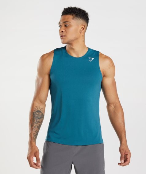 Men's Gymshark Arrival Tanks Blue | CA D8651A